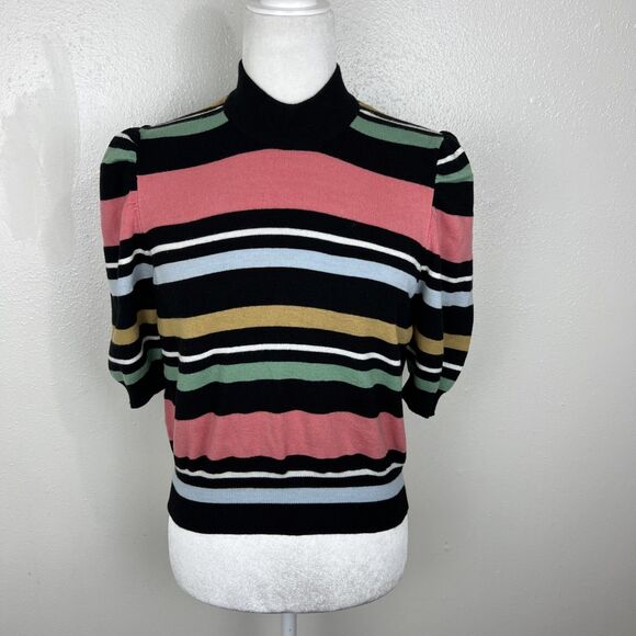 BCBGeneration Skirt Set Women Large Black Pink Striped Sweater Mini Casual - Picture 7 of 16